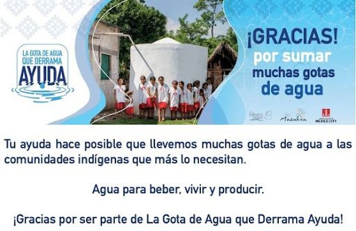 Derraman ayuda con una gota de agua