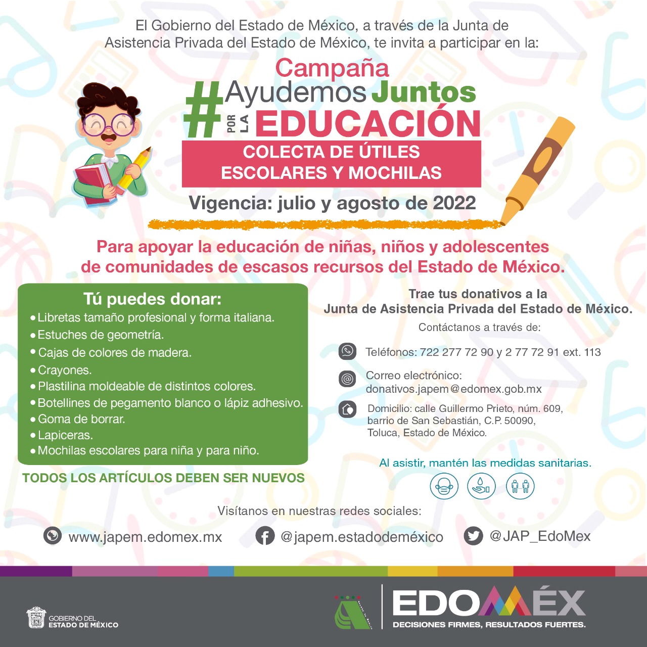 Invita JAPEM a donar artículos escolares para quienes más lo necesitan